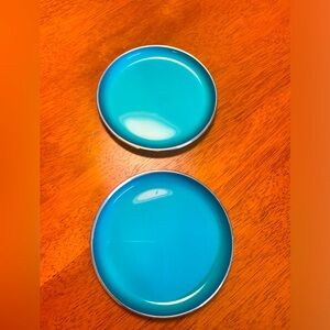 Emalox NORWAY Set of two Peacock Blue Coasters gorgeous